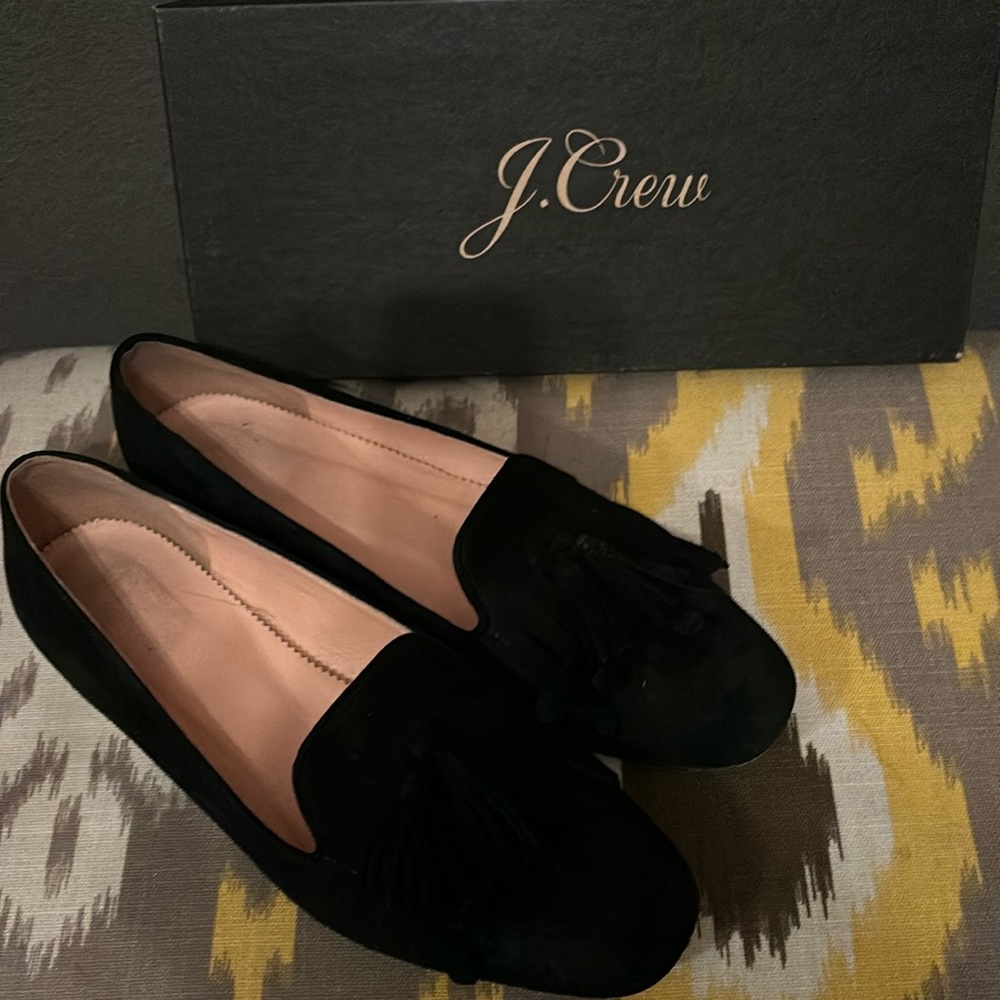 J. Crew Kid suede tassel smoking slipper 7.5